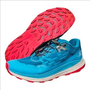 Salomon Ultra Glide Mens Trail Running Shoes Blue Red 415791 Size 10.5